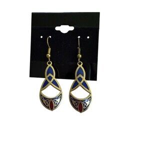 RIL Cloisonné Earrings Blue Red